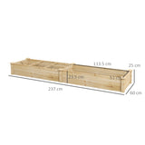 easycomfort easycomfort letto rialzato per orto e giardino con divisorio interno e fondo aperto 237x60x25cm legno naturale