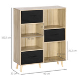 immagine-3-easycomfort-easycomfort-libreria-scaffale-a-7-vani-con-3-cassetti-rimovibili-e-pieghevoli-90x30x102-5cm-legno
