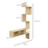 easycomfort easycomfort mensola portaoggetti in mdf con ripiani aperti per soggiorno e camera da letto 80x20x128 5 cm rovere