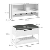 easycomfort easycomfort mobile appendiabiti a muro con panca scarpiera per ingresso e corridoio 80x20x40 cm bianco
