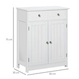 easycomfort easycomfort mobile bagno a 2 ante con ripiano regolabile e 2 cassetti in legno 60x30x75 cm bianco