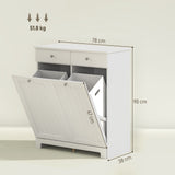 easycomfort easycomfort mobile bagno con 2 ceste portabiancheria rimovibili 2 cassetti e 2 ante a ribalta 78x38x90 cm bianco