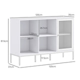 easycomfort easycomfort mobile buffet con 4 ripiani aperti e armadietto in truciolato e acciaio 120x37x81 5 cm bianco