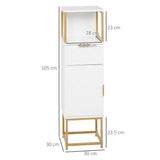 easycomfort easycomfort mobile colonna bagno con cassetto armadietto e ripiano in legno e metallo 30x30x105cm bianco