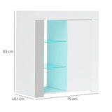 easycomfort easycomfort mobile contenitore a led con 3 ripiani aperti e armadietto a 2 livelli in legno e vetro 75x40 1x83 cm bianco