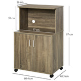 easycomfort easycomfort mobile cucina multiuso con 4 ruote armadietto e ripiano per microonde 60 4x40 3x97cm grigio