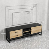easycomfort easycomfort mobile porta tv 60 con armadietto 2 cassetti e ripiani aperti 140x35x45 cm legno naturale