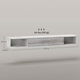 easycomfort easycomfort mobile tv sospeso in legno con 2 ripiani aperti e armadietto 120x26x16 cm bianco e grigio