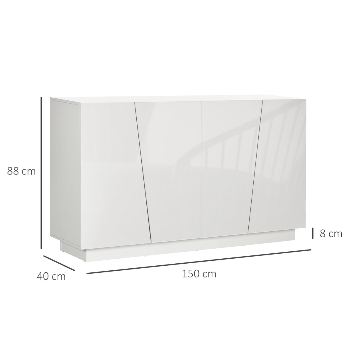 easycomfort easycomfort mobiletto multiuso in truciolato bianco a 5 livelli con ripiano regolabile su 3 livelli 150x40x88 cm