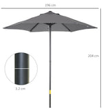easycomfort easycomfort ombrellone da giardino 2x2 m a 6 stecche con presa daria in alluminio metallo e poliestere grigio scuro