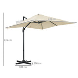 easycomfort easycomfort ombrellone da giardino con angolazione regolabile su 5 livelli e a 360 2 5x2 5 m color crema
