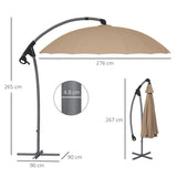 easycomfort easycomfort ombrellone da giardino decentrato 2 7m apertura a manovella e 16 stecche in fibra di vetro cachi