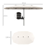 easycomfort easycomfort ombrellone doppio a 12 stecche con manovella in poliestere e acciaio 450x265x260 cm bianco crema