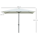 easycomfort easycomfort ombrellone rettangolare 2x3 m da giardino con apertura a manovella e inclinazione regolabile beige