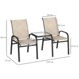 easycomfort easycomfort panchina 2 posti da giardino con braccioli schienale alto e tavolino basso centrale in vetro marrone e nero