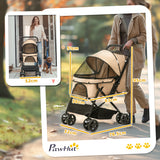 easycomfort easycomfort passeggino per cani piccoli pieghevole con maniglione girevole ruote con freni e cestino marrone