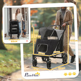 easycomfort easycomfort passeggino per cani pieghevole con ingressi a cerniera e finestre a rete 112x65x100 cm grigio scuro e nero