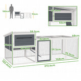 easycomfort easycomfort pollaio per galline con casetta nido per cova e area esterna 214x101x 91 5cm grigio
