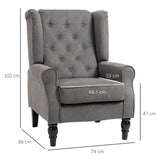 easycomfort easycomfort poltrona da salotto stile francese con gambe in legno e cuscini sfoderabili 74x86x102 cm grigio