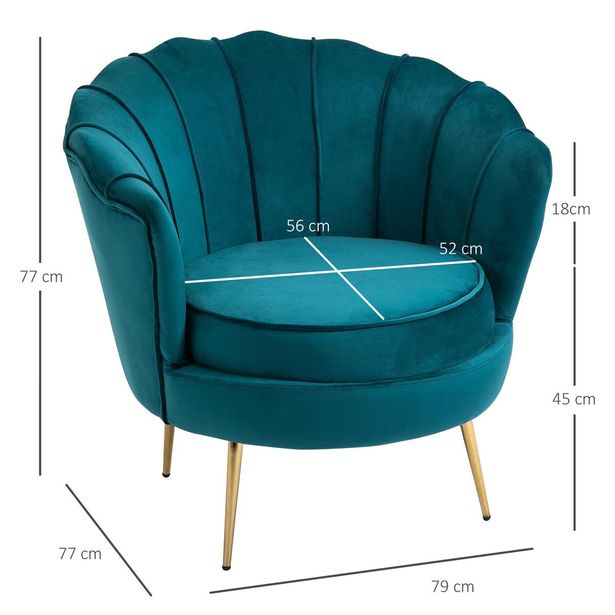 easycomfort easycomfort poltrona di design stile vintage imbottita in velluto 79x77x77cm verde petrolio ean 8054144138367