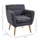 easycomfort easycomfort poltrona imbottita moderna poltroncina da camera soggiorno con braccioli tessuto legno 68 58 5 76cm grigio scuro ean 8055776916040