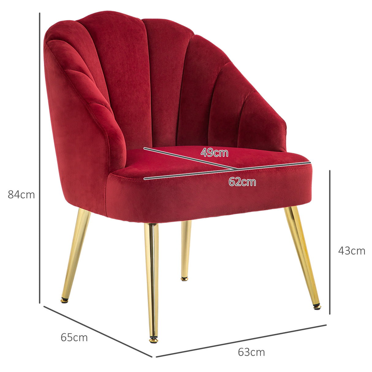 easycomfort easycomfort poltrona in velluto a conchiglia stile art deco per camera e soggiorno acciaio 63x65x84 cm rosso