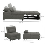 easycomfort easycomfort poltrona letto 4 in 1 convertibile in chaise longue e poggiapiedi con sistema clic clac grigio