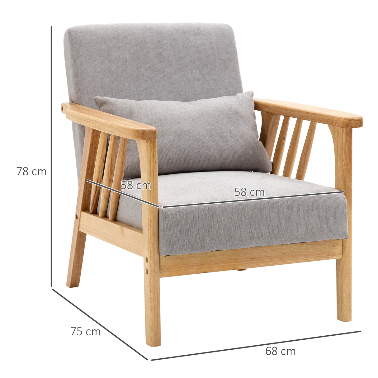 easycomfort easycomfort poltrona moderna con rivestimento vellutato e struttura in legno 68x75x78cm grigio