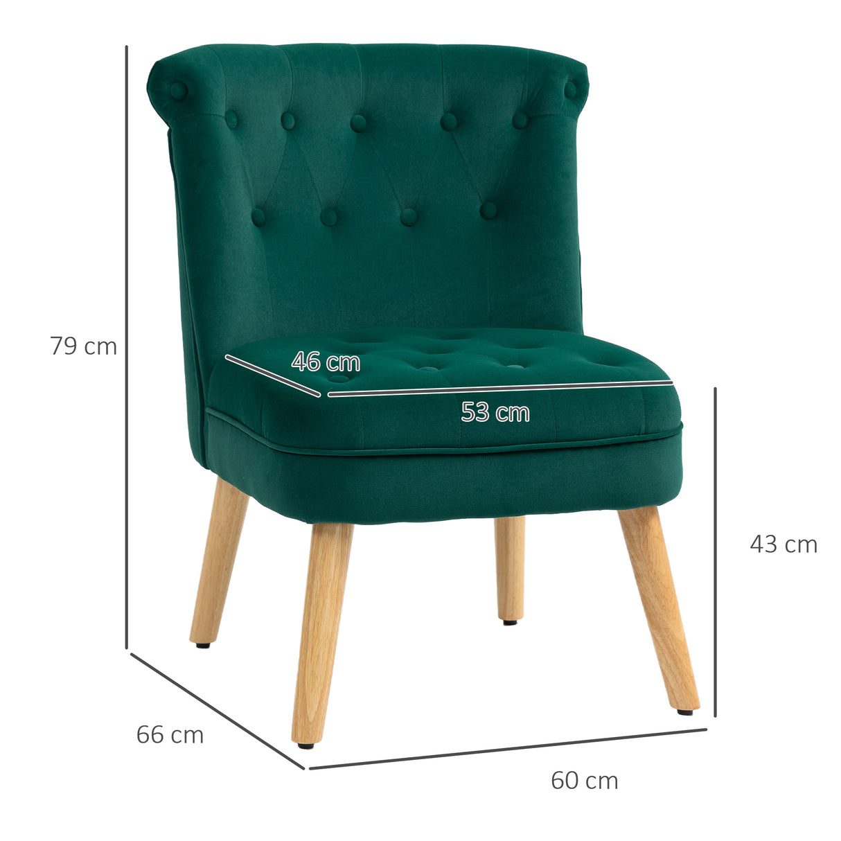 easycomfort easycomfort poltrona per salotto in velluto con seduta imbottita e trapuntata a bottoni 60x66x79 cm verde