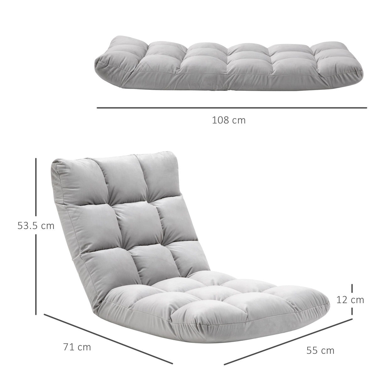 easycomfort easycomfort poltrona relax da terra con schienale reclinabile fino 180 71x55x53 5cm grigio chiaro