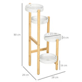 easycomfort easycomfort porta piante da interno ed esterno 4 ripiani a vassoio e struttura in bambu 28x28x80 cm bianco