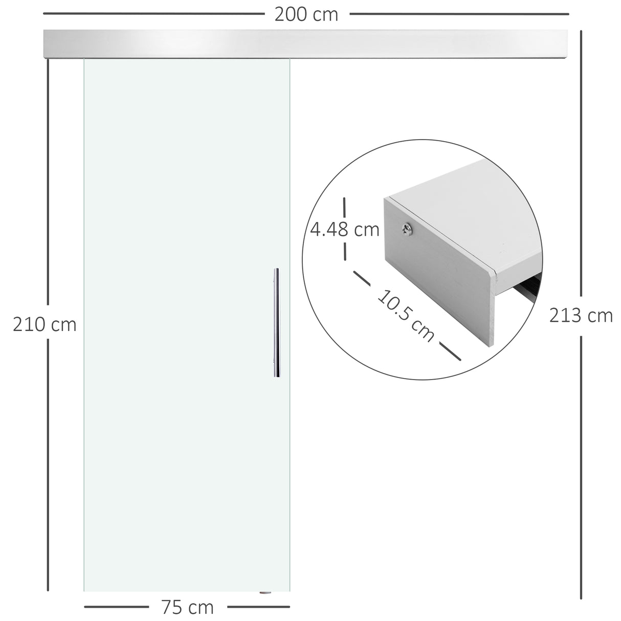easycomfort easycomfort porta scorrevole in vetro trasparente con binario e maniglia in alluminio per bagno cucina studio 210x75x0 8cm ean 8054144133218