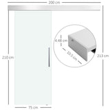 easycomfort easycomfort porta scorrevole in vetro trasparente con binario e maniglia in alluminio per bagno cucina studio 210x75x0 8cm ean 8054144133218