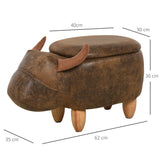 easycomfort easycomfort pouf contenitore a forma di bufalo pouf moderno da salotto sgabello poggiapiedi struttura in legno seduta imbottita 62x35x36cm marrone