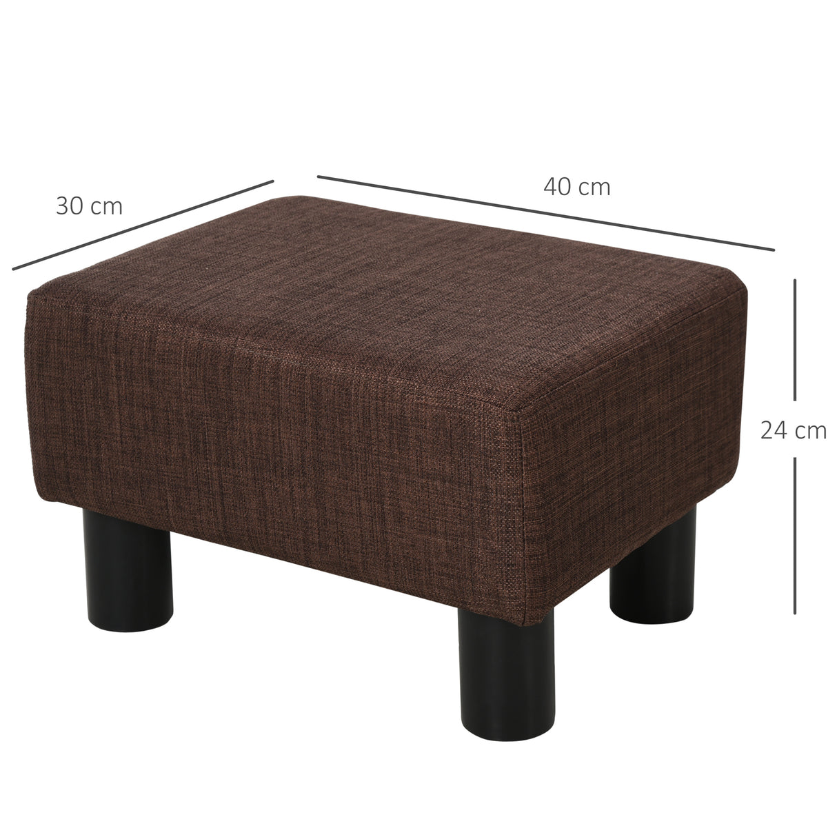 easycomfort easycomfort pouf poggiapiedi in tessuto effetto lino imbottito 40x30x24cm marrone scuro