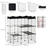 easycomfort easycomfort recinto per animali domestici modulabile e multilivello con rampa e 2 porte in acciaio e pp 105x70x116 cm nero