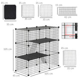 easycomfort easycomfort recinto per animali modulabile con 31 pannelli 2 porte e 2 rampe in acciaio e pp 105x45x105 cm nero