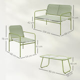 easycomfort easycomfort salotto da esterno in rattan pe con divanetto 2 poltroncine e tavolino con piano in vetro verde