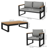 easycomfort easycomfort salotto da giardino con divano da esterno 2 poltrone e tavolino in alluminio grigio