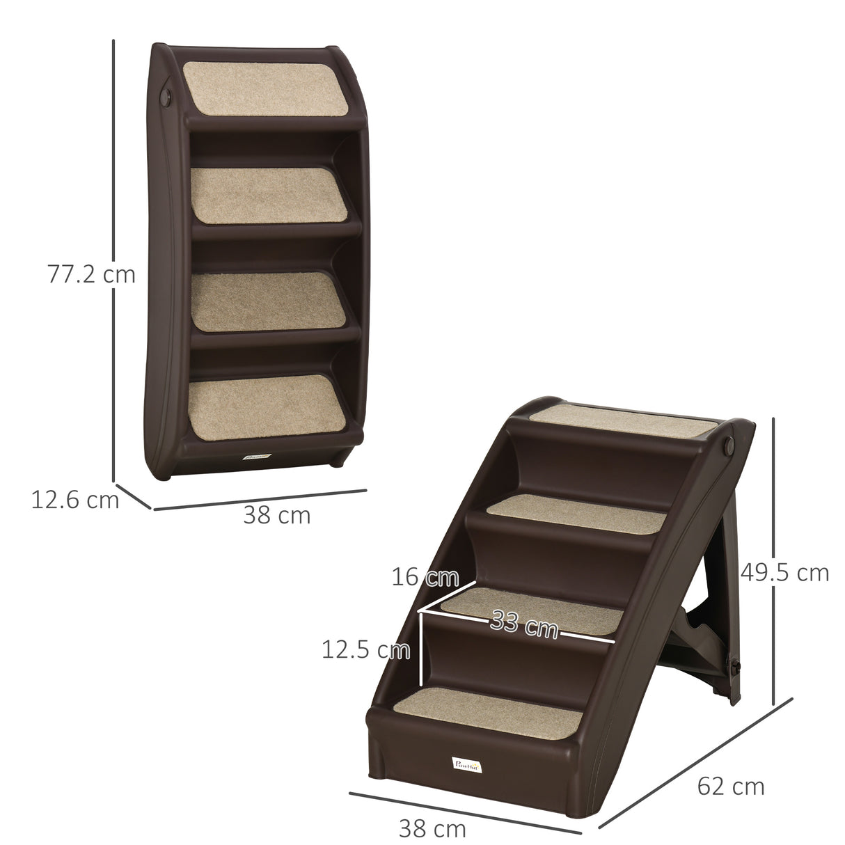 easycomfort easycomfort scaletta per cani pieghevole con 4 gradini antiscivolo in pp marrone