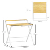easycomfort easycomfort scrivania pieghevole con ripiano rialzato e gambe a x in legno e acciaio 86x66x82 cm bianco e color legno