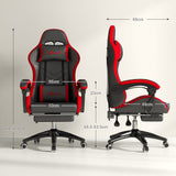 easycomfort easycomfort sedia da gaming con altezza regolabile e schienale reclinabile 65x65x121 129 cm nero e rosso