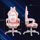 easycomfort easycomfort sedia da gaming ergonomica con orecchie da gatto poggiapiedi supporto lombare e cervicale rosa