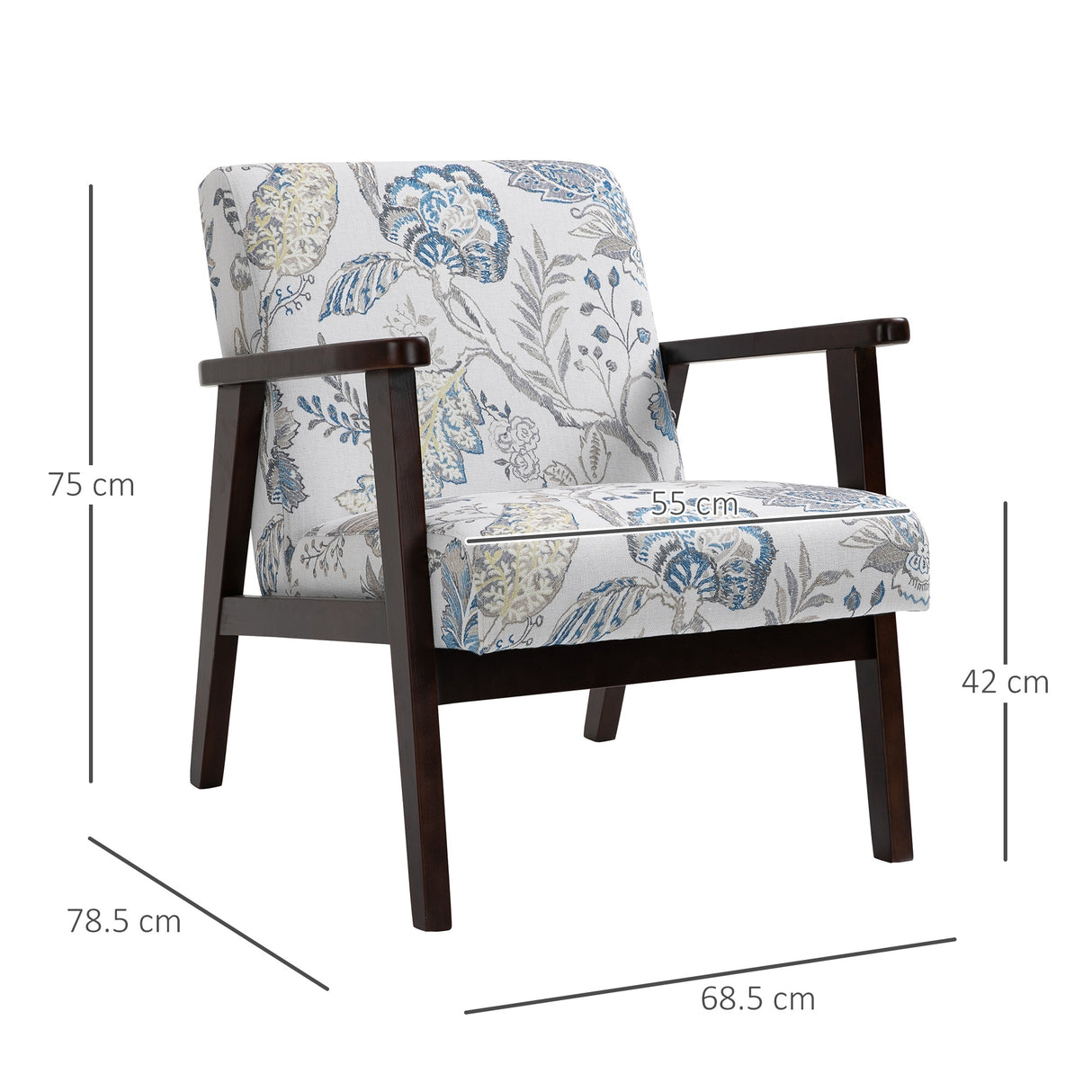 easycomfort easycomfort sedia per soggiorno poltroncina imbottita con braccioli in legno e tessuto traspirante per casa e ufficio a fiori 68 5x78 5x75cm ean 8054144139586