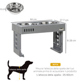 easycomfort easycomfort set 2 ciotole per cani da 1 2l con gambe rimovibili in abs e acciaio 44x27 7x28 cm grigio e argento