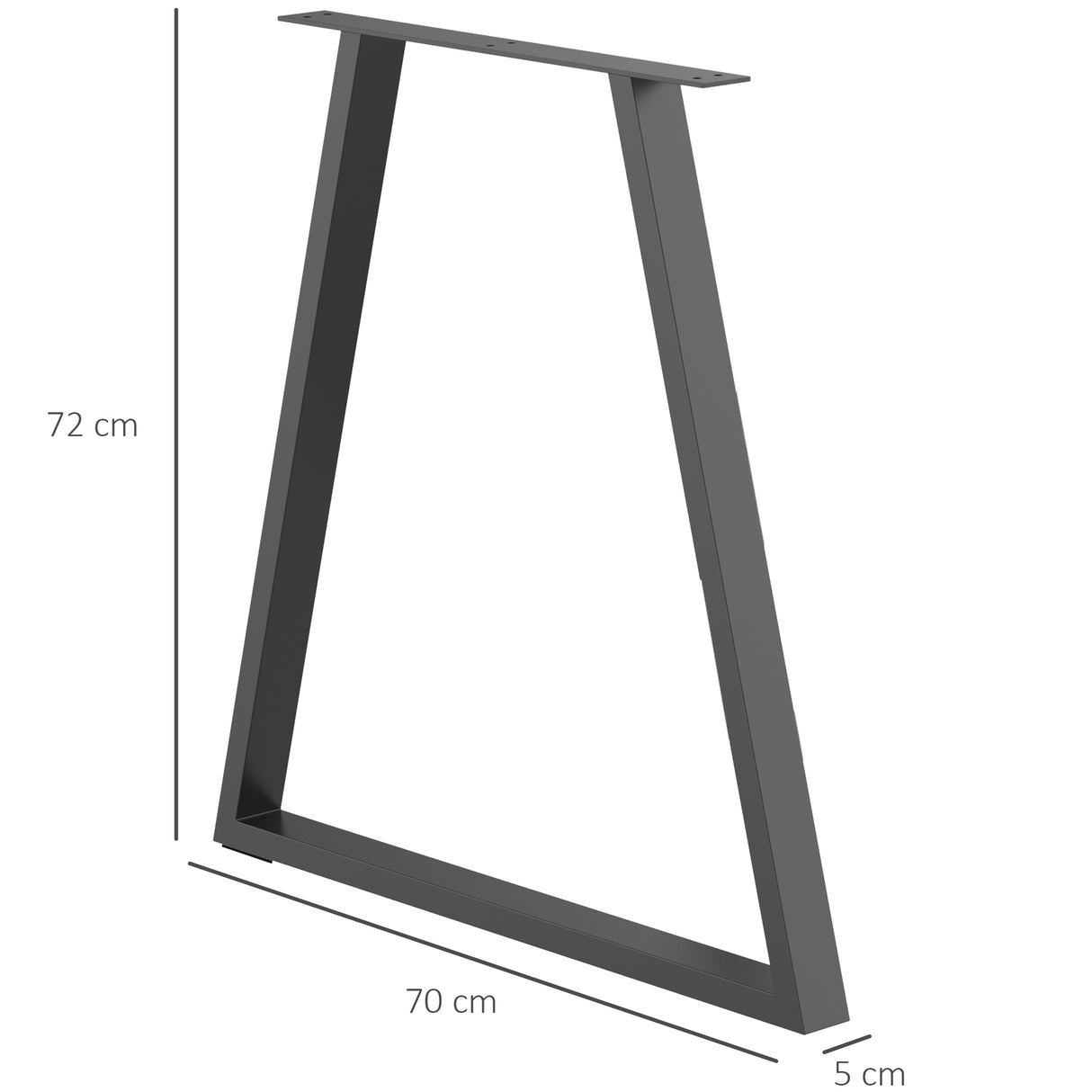 easycomfort easycomfort set 2 gambe per tavolo trapezoidali in acciaio con 6 fori e 12 viti 70x5x72 cm nero