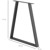 easycomfort easycomfort set 2 gambe per tavolo trapezoidali in acciaio con 6 fori e 12 viti 70x5x72 cm nero