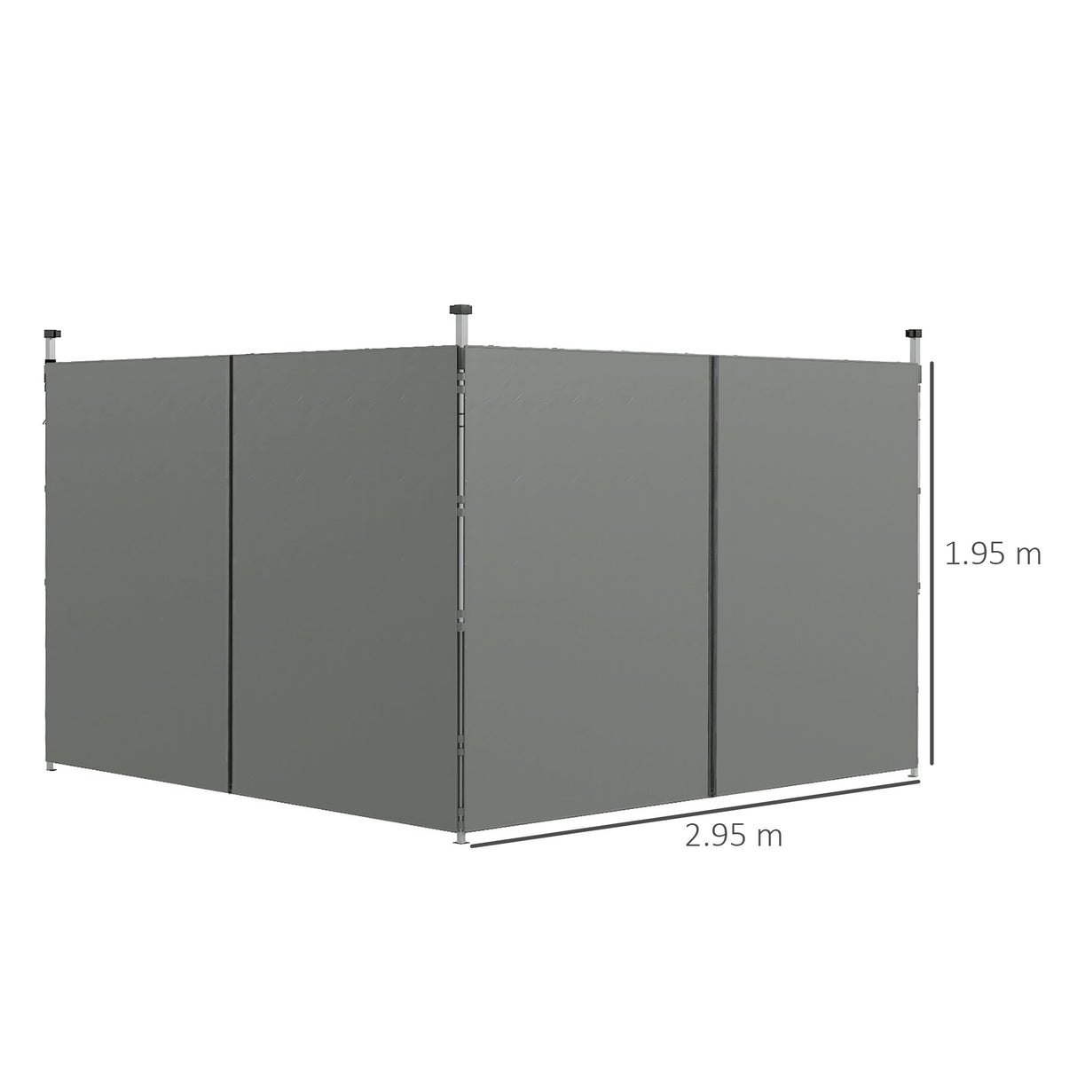 easycomfort easycomfort set 2 pareti gazebo 3x3 e 3x6 m in tessuto oxford con porte a cerniera 295x195 cm grigio scuro