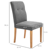 easycomfort easycomfort set 2 sedie da pranzo imbottite con schienale alto e gambe in legno 50x62x96 cm grigio scuro