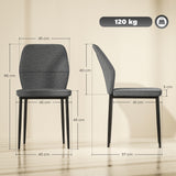 easycomfort easycomfort set 2 sedie da pranzo imbottite in velluto con schienale ergonomico senza braccioli grigio
